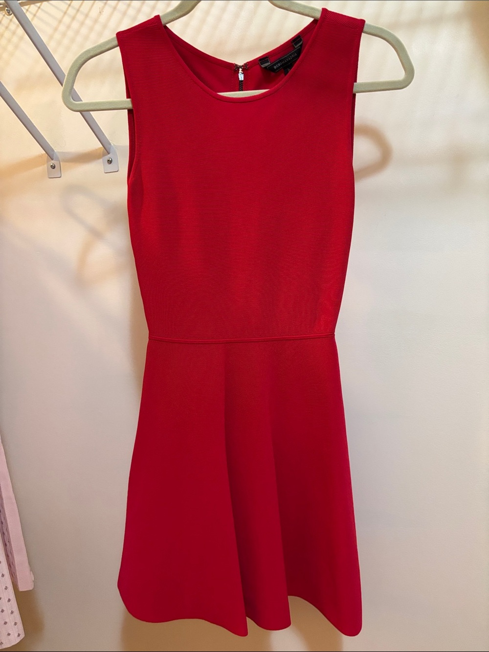 BCBGMaxAzria Red Scoop Neck Fit-and-Flare Dress